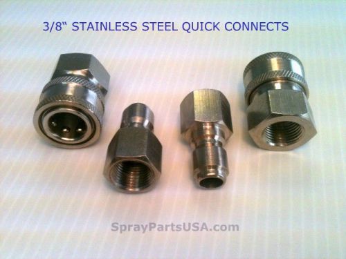 3/8&#034; Stainless Steel Quick Connect Fittings for Pressure Washer Hose 2 Sets