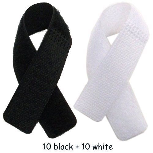 ColorYourLife 20 PCS Reusable Fastening Velcro Cable Ties with Microfiber Cloth