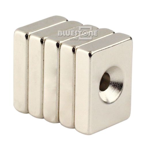 5pcs N50 Block Counter Sunk Magnets 20 * 15 x 5 mm Hole 4mm Rare Earth Neodymium