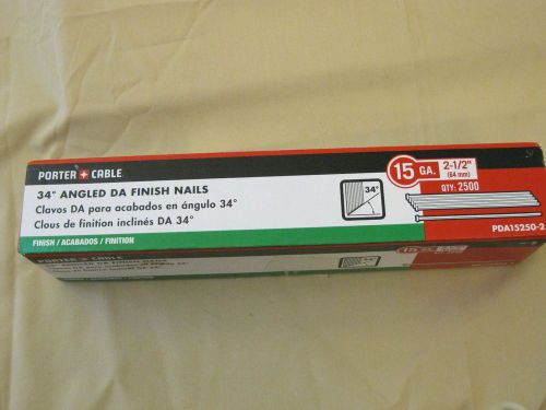 PORTER-CABLE PDA15250-2 {2-1/2 Inch} 15-Ga, 34` Angle Finish Nails 2500-Pack NEW