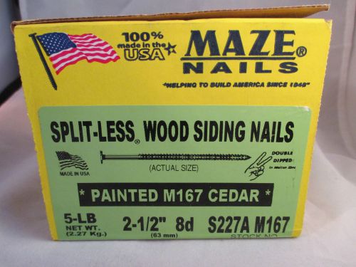 5 lb MAZE NAILS Split-less Wood Siding Nails 2 1/2 inch Painted M167 Cedar  NEW
