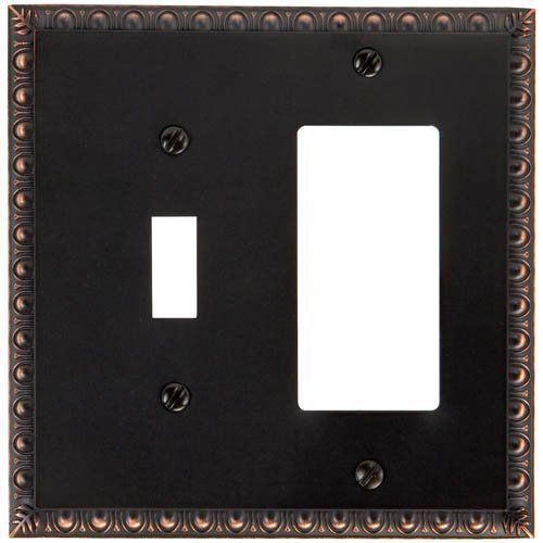 NEW Amertac 90TRVB Egg &amp; Dart Aged Bronze Cast Wall Plate  1 Toggle/1 Rocker