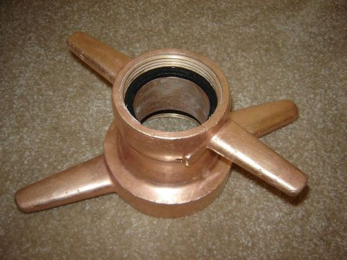 Firetruck fire hose hydrant adaptor solid brass 4&#034; x 3&#034; for sale