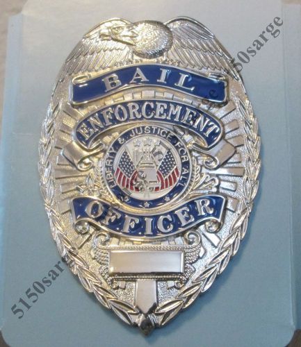 Nickel bail enforcement officer  badge, eagle top shield shaped for sale