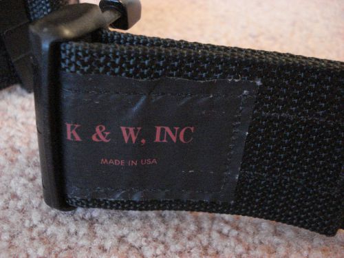 K and w usa made duty belt, adjustable from 30&#034;-48&#034; w/ accessories for sale