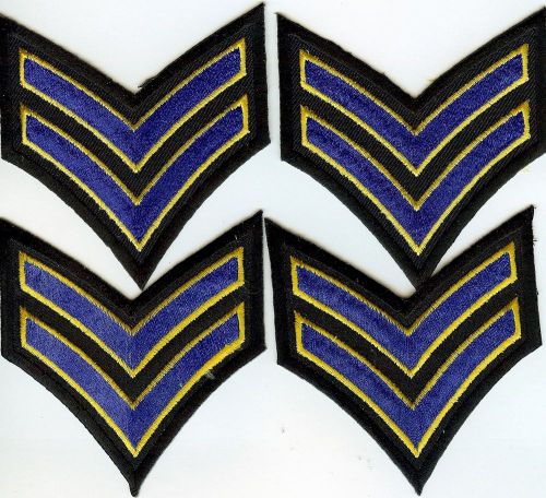Brand New 4 Corporal Embroidered Chevron Stripes Blue Yellow Black Police Patch