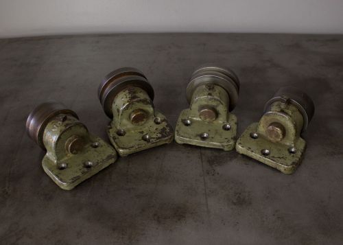Set 4 vintage industrial casters table rollers pulleys cast iron stroke sander for sale