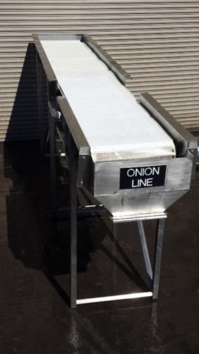 26&#034; w x 13&#039; long ss conveyor with white plastic belt with ss discharge hopper for sale