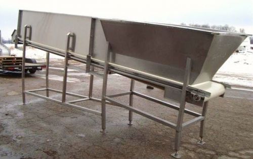 24 inch x 17 foot stainless steel sanitary white belt incline conveyor for sale