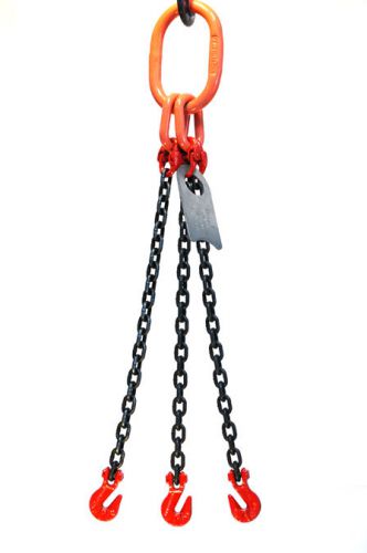 1/2&#034; 6 foot grade 80 tog triple leg lifting chain sling - oblong grab hook for sale