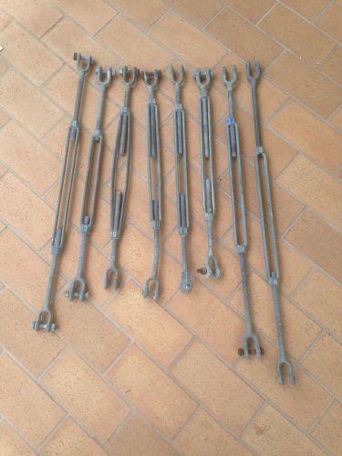 Turnbuckle galvanized steel clevis jaw 1/2&#034; thread 12&#034; take up.  bundle of 9 for sale