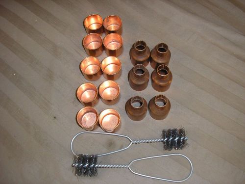 Lot of 16 - 6 copper reducing coupling 1&#034; x 1/2&#034; c x c + ( 10) 1&#034; caps for sale