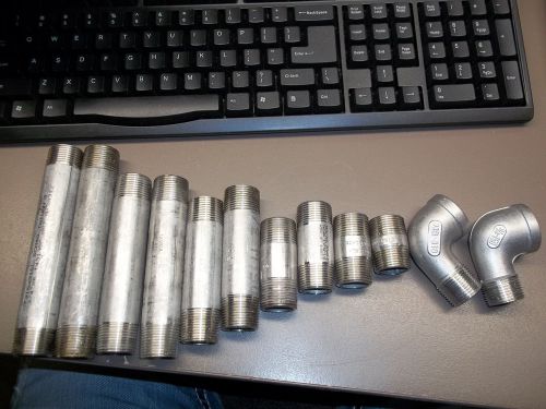 3/4&#034; NPT Stainless Steel Pipe Fittings from 6&#034; to Close &amp; 2 elbows mostly SCH 40