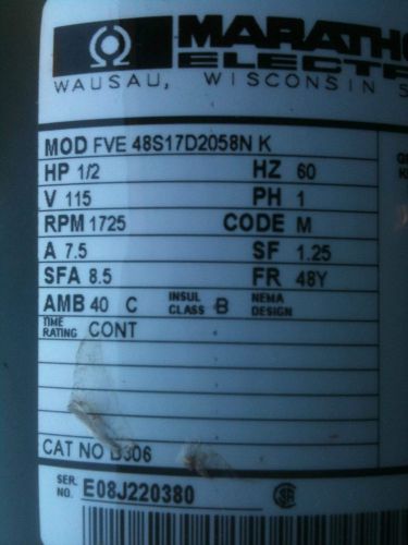 Marathon recirculating pump motor fve 48s17d2058n k for sale