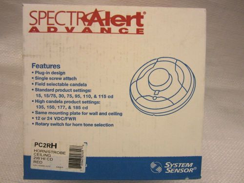 System sensor spectralert advance pc2rh horn / strobe ceiling 2w hi cd for sale