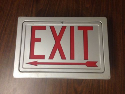 Vintage exit sign red glass letters double sided metal frame for sale