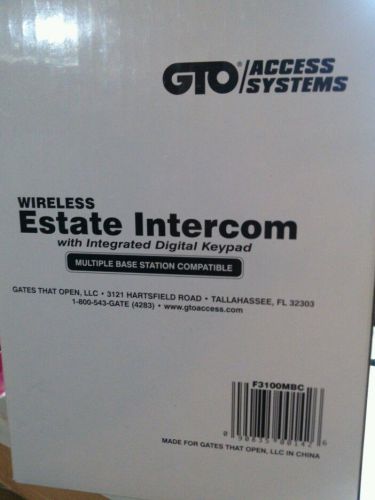 NIB GTO F3100MBC Wireless Estate Intercom/with integrated digital Keypad