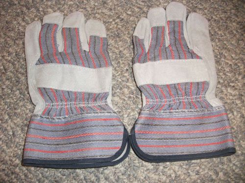 One Size Fits All Safety Grip Protective Gray Grey Work Gloves Leather