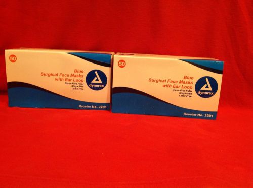 BLUE SURGICAL FACE MASKS WITH EAR LOOP 2X 50=100 MASK