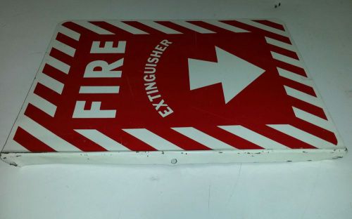 BRADY 71038 Fire Extinguisher Sign, 12&#034; x 9&#034;, White/Red Vintage