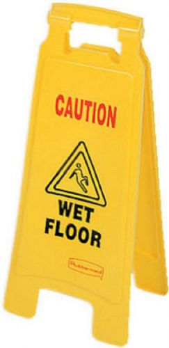 (6) Rubbermaid 6112-77-YEL 25&#034; Yellow &#034;Caution Wet Floor&#034; 2-Sided Floor Sign