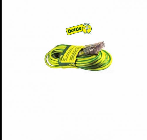 Lh dottie #pec123100 12/3 sjtw 100&#039; yellow/green power cord w/triple tap end for sale