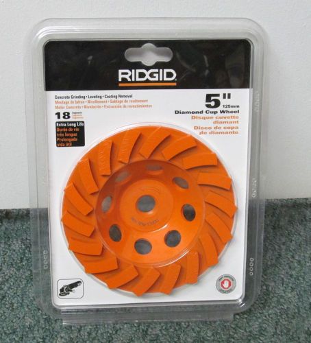 RIDGID  5&#034; Diamond Cup Wheel 18 Segments TAW5018P1  New/Sealed