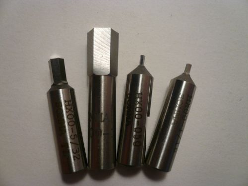 4 PCS 0.320&#034;, 5/32&#034;, 1/16&#034; AND 0.050&#034;  HEX ROTARY BROACH 8MM SHANK NEW.