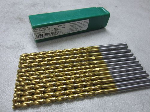 12 new ptd #3 parabolic long taper length twist drill bits hss tin coated #50903 for sale