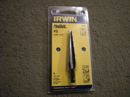 Irwin #2 Unibit Step Drill - New in Package3/16&#034; to 1/2&#034; - 6 Hole sizes
