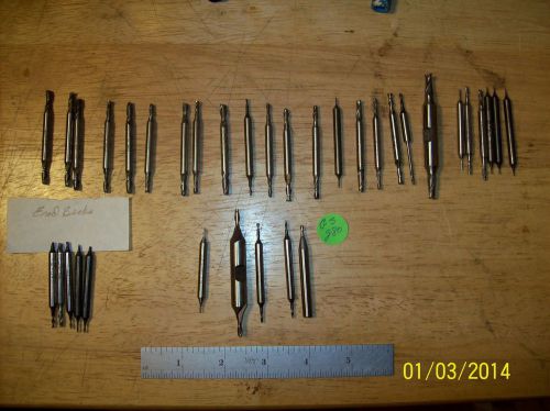 Assortment of End Mills of various Small Fractional sizes ( 35-pcs) HSS See Desc