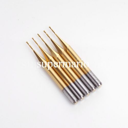 5x 1/8&#039;&#039; titanium n2 coated carbide cnc double two flute spiral bits 0.8mm x3mm for sale