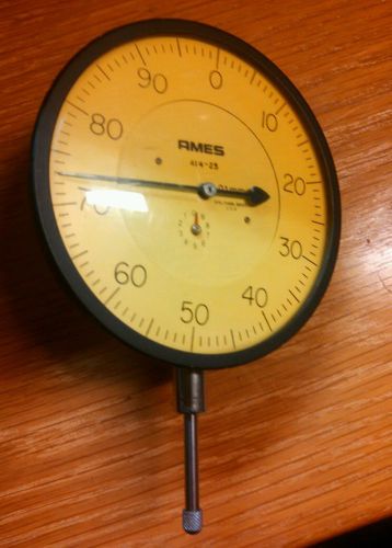 Ames 1&#034; Range 0.01mm Dial Indicator Model 414 w/ mount, 3.5&#034; dia. SHIPS FREE