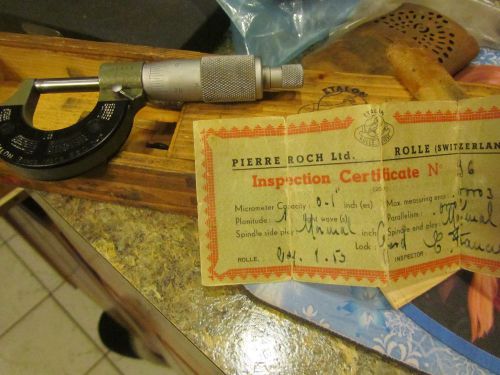 Etalon micrometer 0&#034;-1&#034; in wood box with certificate. - LUD