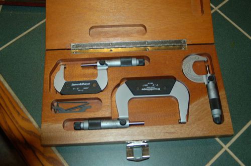 Brown and sharpe 3 pc micrometer set for sale