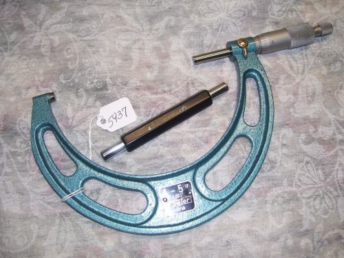 Micrometer fowler 4- 5&#034; outside micrometer &amp; setting rod, (.0001&#034;) carbide faces for sale