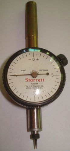 Starrett no. 81-134j dial indicator with .050&#034; range 0-10-0 reading adg group 1 for sale