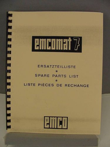 EMCO Emcomat 7 Spare Parts List Manual