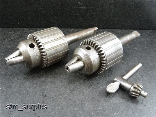 Pair of jacobs no 3a drill chucks 5/8&#034; capacity w/ 2mt shanks &amp; key for sale