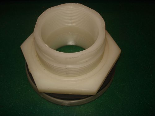 New through-wall 2&#034; chemical resistant polypropylene fitting female npt threaded for sale