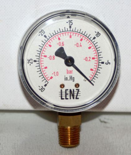-30 hg 1/4&#034; npt  2 1/2&#034;  dial  pressure gauge lenz for sale