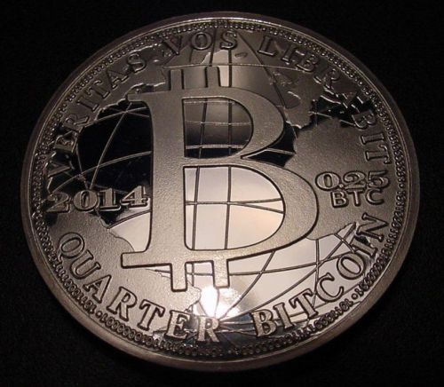 *2014* BITCOIN Fine E/P Silver Brass Planchet Alloy Coin - Great Commemorative