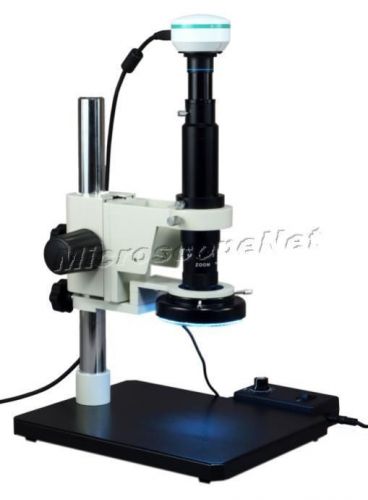 Industrial inspection zoom stereo microscope 7x-90x w 144 led light+2mp camera for sale
