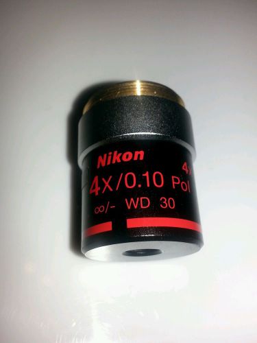 Nikon 4x 0.10 pol ?- wd 30 microscope objective for sale