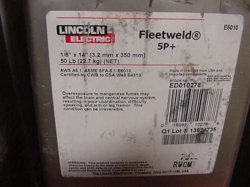 Lincolnfleetweld 5p+ 1/8&#034; welding rods 50 lb aws e6010 for sale