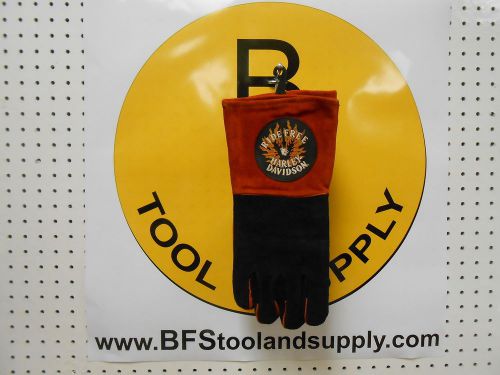 NEW - HARLEY DAVIDSON RIDE FREE LRG Leather Welder&#039;s Gloves BLACK &amp; ORANGE