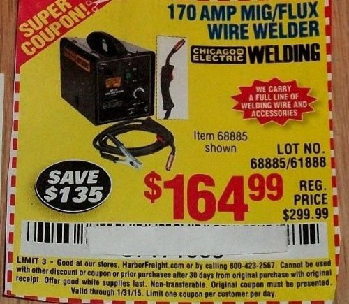 Harbor freight chicago electric 170 amp mig/wire welder for sale