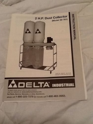 Delta 2 h.p. dust collector 50-761 instruction manual only for sale