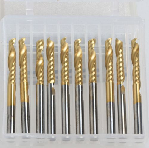 10pcs tin coating single one flute cnc sprial endmill router bits 3.175mm 17mm for sale