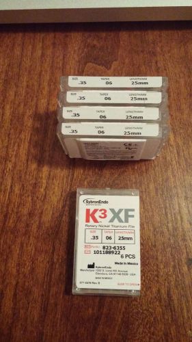 5 Packs Brand New Sybron Endo K3XF Rotary Files Size .35 Taper .06 25mm